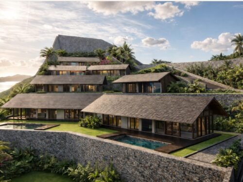 Villa's met uitzicht op de oceaan op een heuvel in Zuid-Lombok